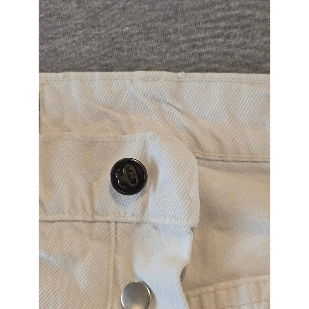 Vintage Stussy Jeans Mens 34 Cream Baggy Made USA Button Fly Denim 80's Skater